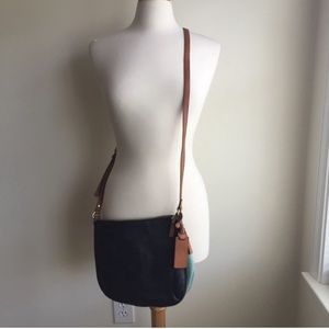 Fossil Blue Leather Crossbody Bag